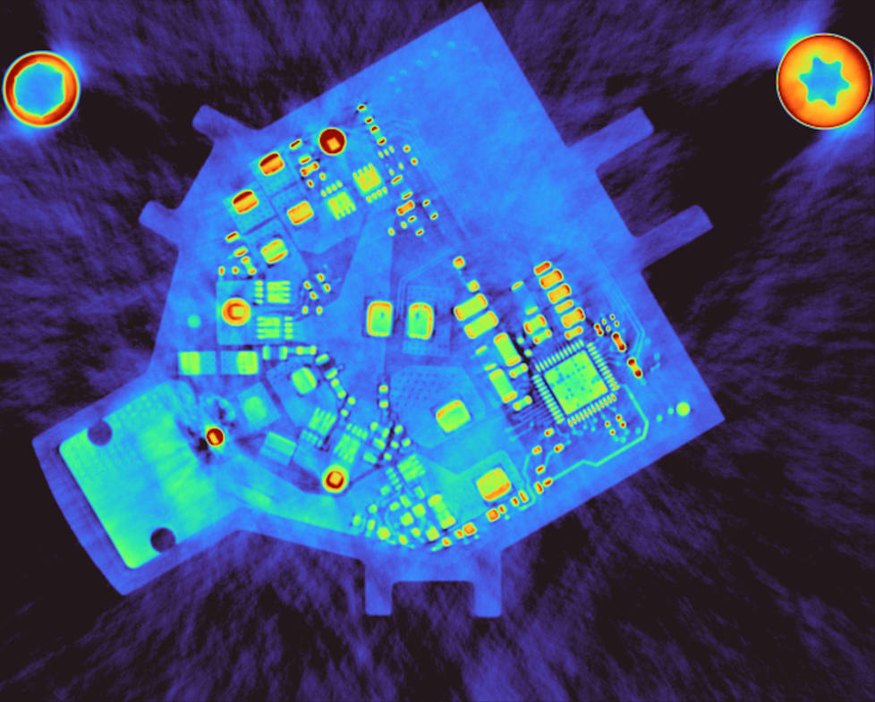 Slice through the oil separator electronics from conventional iterative reconstruction