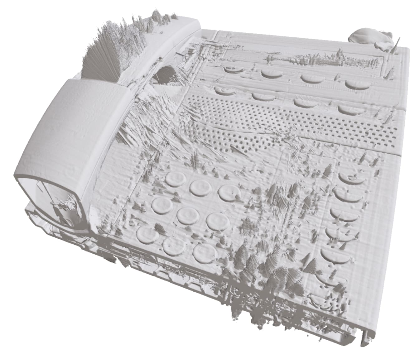 Phone surface covered in spikes from metal artifacts
