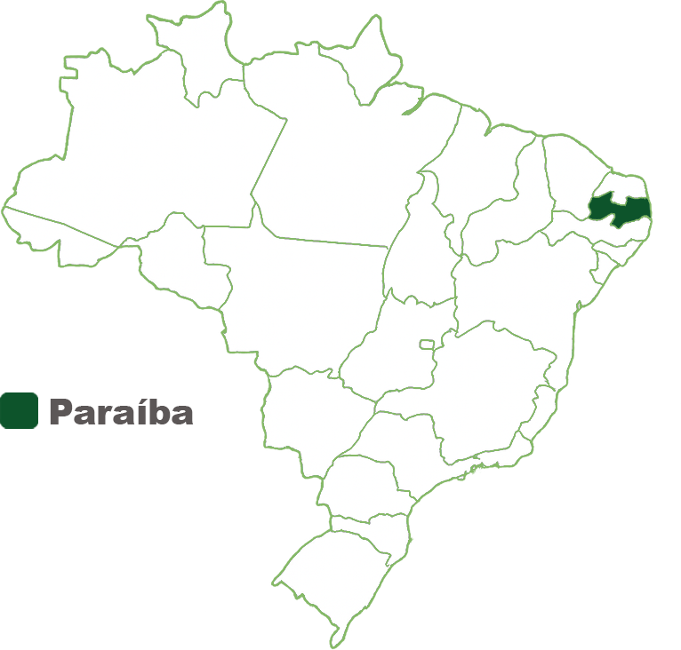 Mapa do Brasil com o estado da Paraíba destacado