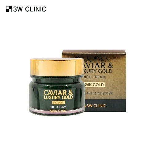 3W CLINIC 24K Gold Caviar & Luxury Gold Rich Cream 100g