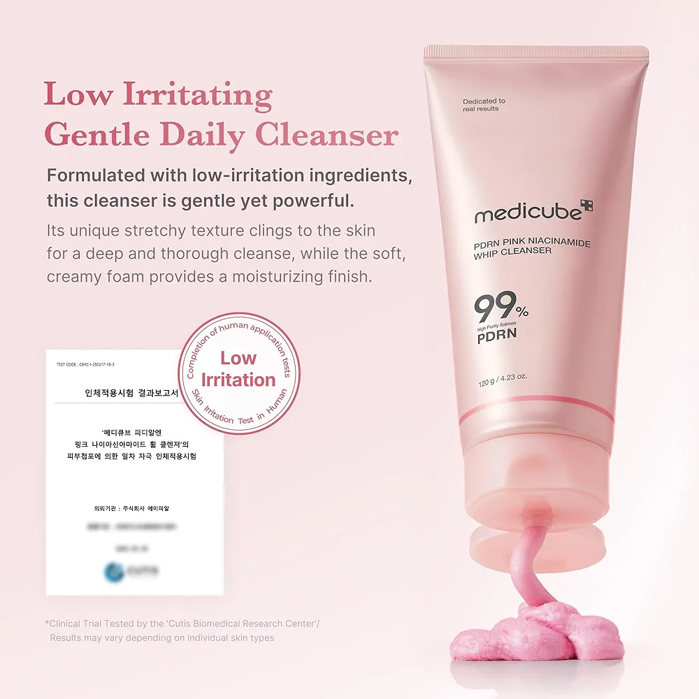 medicube - PDRN Pink Niacinamide Whip Cleanser 120g 5