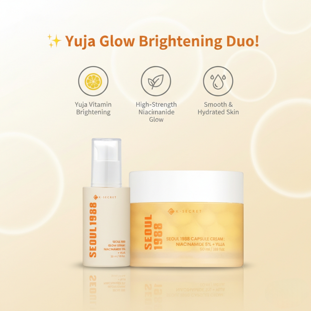 KSECRET - SEOUL 1988 Glow Serum : Niacinamide 15% + Yuja 30ml + KSECRET - SEOUL 1988 Capsule Cream : Niacinamide 5% + Yuja 50ml Combo 