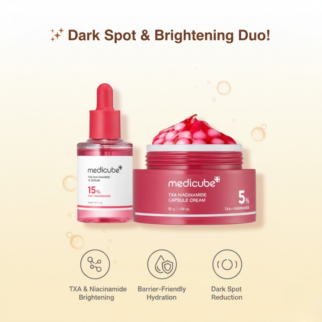 medicube Txa Niacinamide 15% Serum 30ml + medicube TXA+Niacinamide Capsule Cream 55gm Combo 