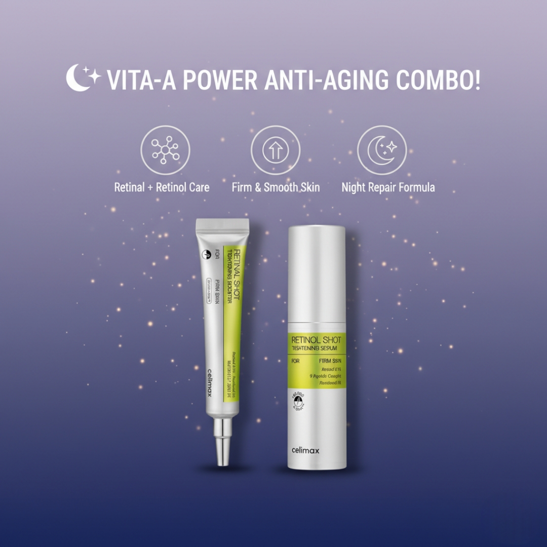 celimax - The Vita-A Retinal Shot Tightening Booster 15ml + celimax - The Vita-A Retinol Shot Tightening Serum 30ml Combo 