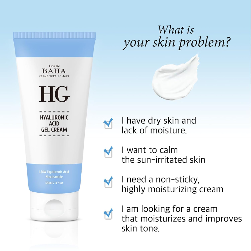 Cos De BAHA - HG Hyaluronic Acid + Niacinamide Gel Cream (HG) 120ml  2