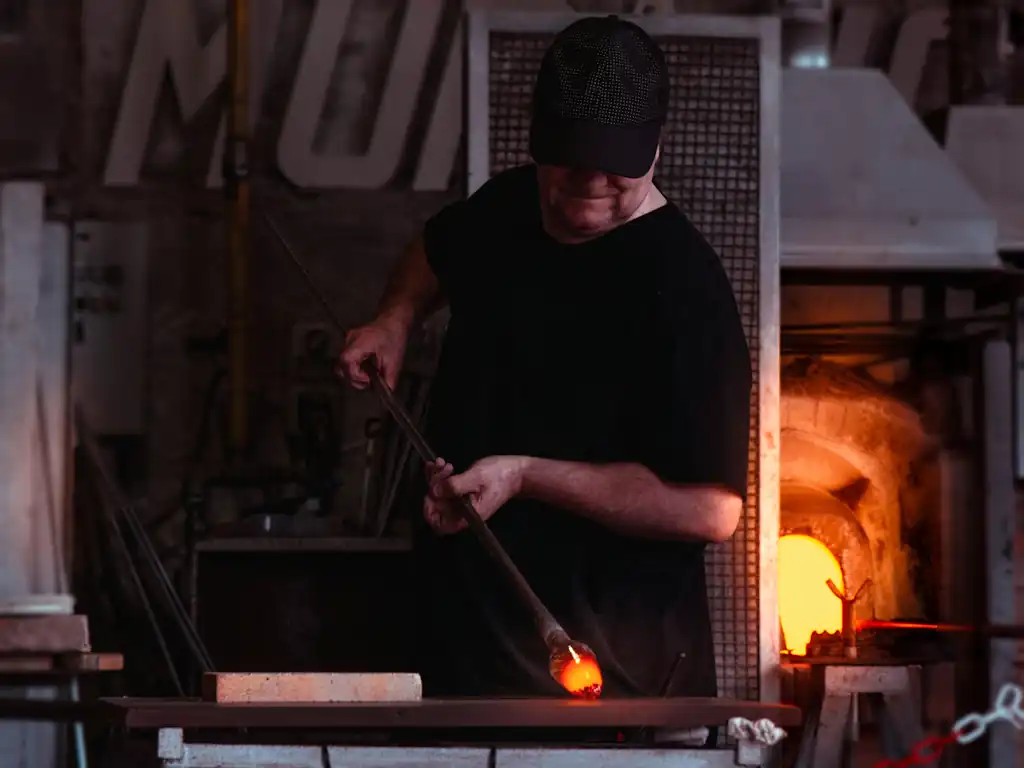 Master glassblower at work in Murano