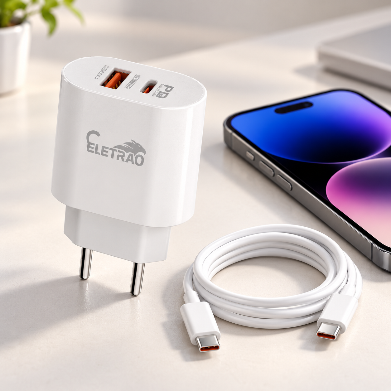 Kit Carregador Turbo Eletrão 40W 9,1A - Confeitaria e Artigos para Festas em Blumenau