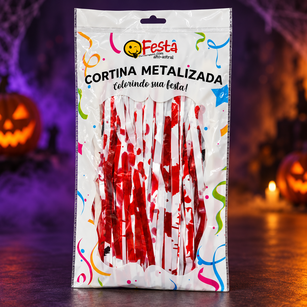 Cortina de Halloween com Sangue QFesta Q25162 - Confeitaria e Artigos para Festas em Blumenau