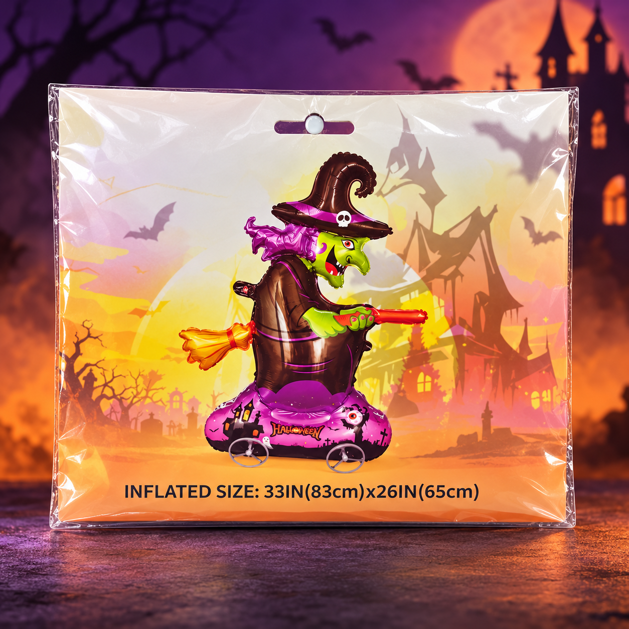 Balão Inflável Halloween Bruxa na Vassoura 83x65cm - Confeitaria e Artigos para Festas em Blumenau