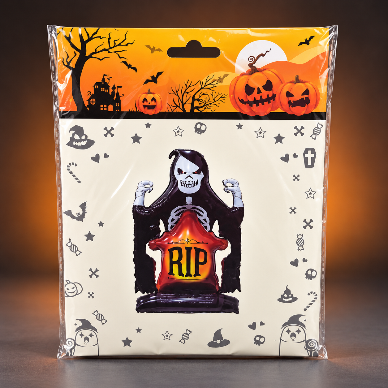 Balão Inflável Halloween Festaglam Lápide RIP com Ceifador - Confeitaria e Artigos para Festas em Blumenau