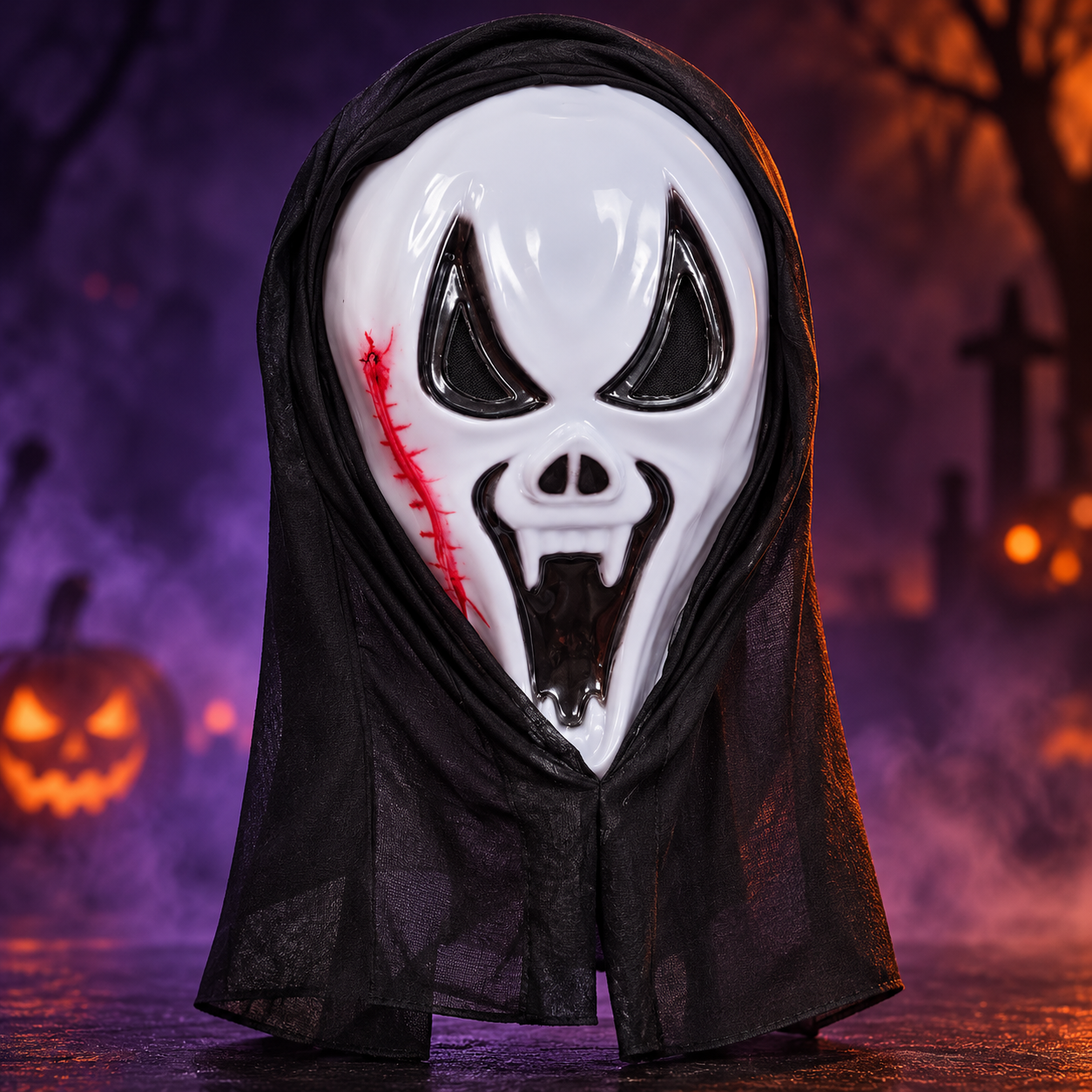 Máscara Ghostface Sangrenta com Capuz Preto - Confeitaria e Artigos para Festas em Blumenau