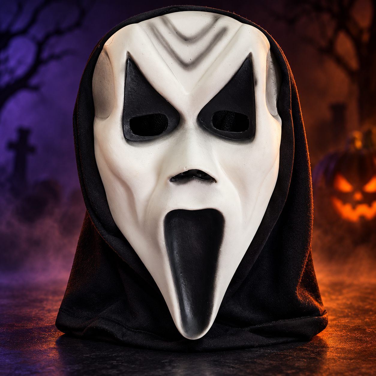 Máscara Fantasma Branca de Látex com Capuz - Confeitaria e Artigos para Festas em Blumenau