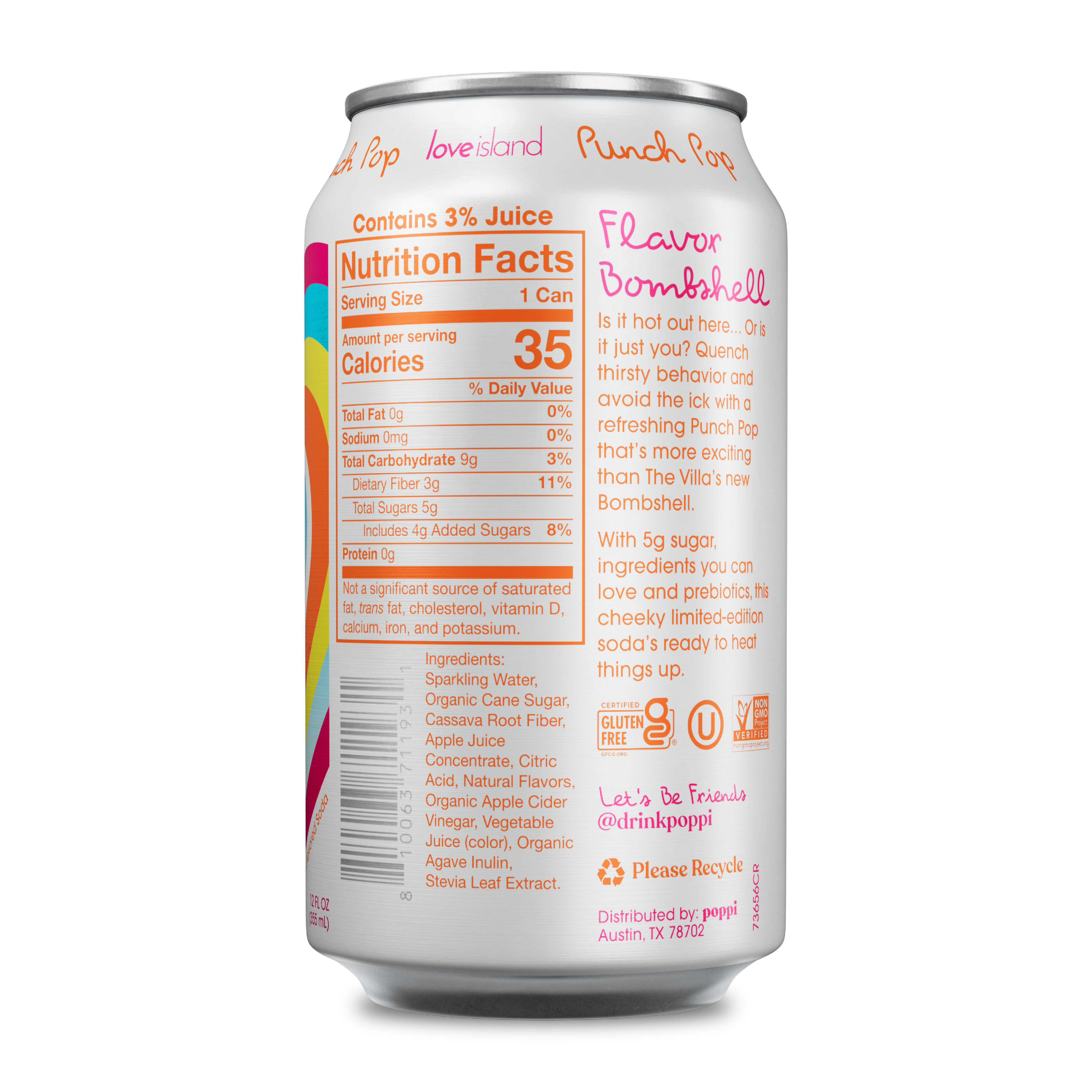 poppi, Prebiotic Soda, 12 oz, 12 Pack Cans with Fruit Juice