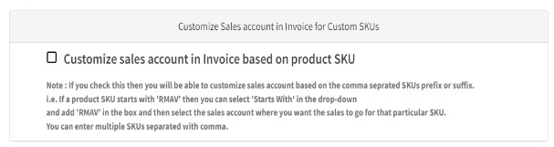 Customize Sales account in Invoice for Custom SKUs