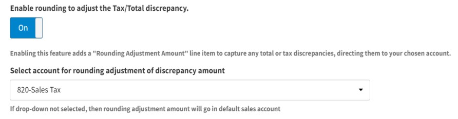 Enable rounding to adjust the Tax/Total discrepancy