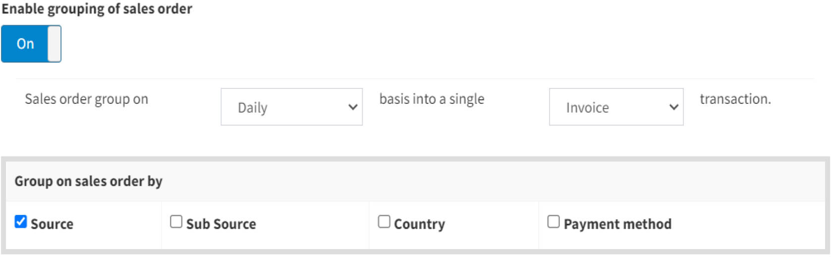 Enable grouping of sales order