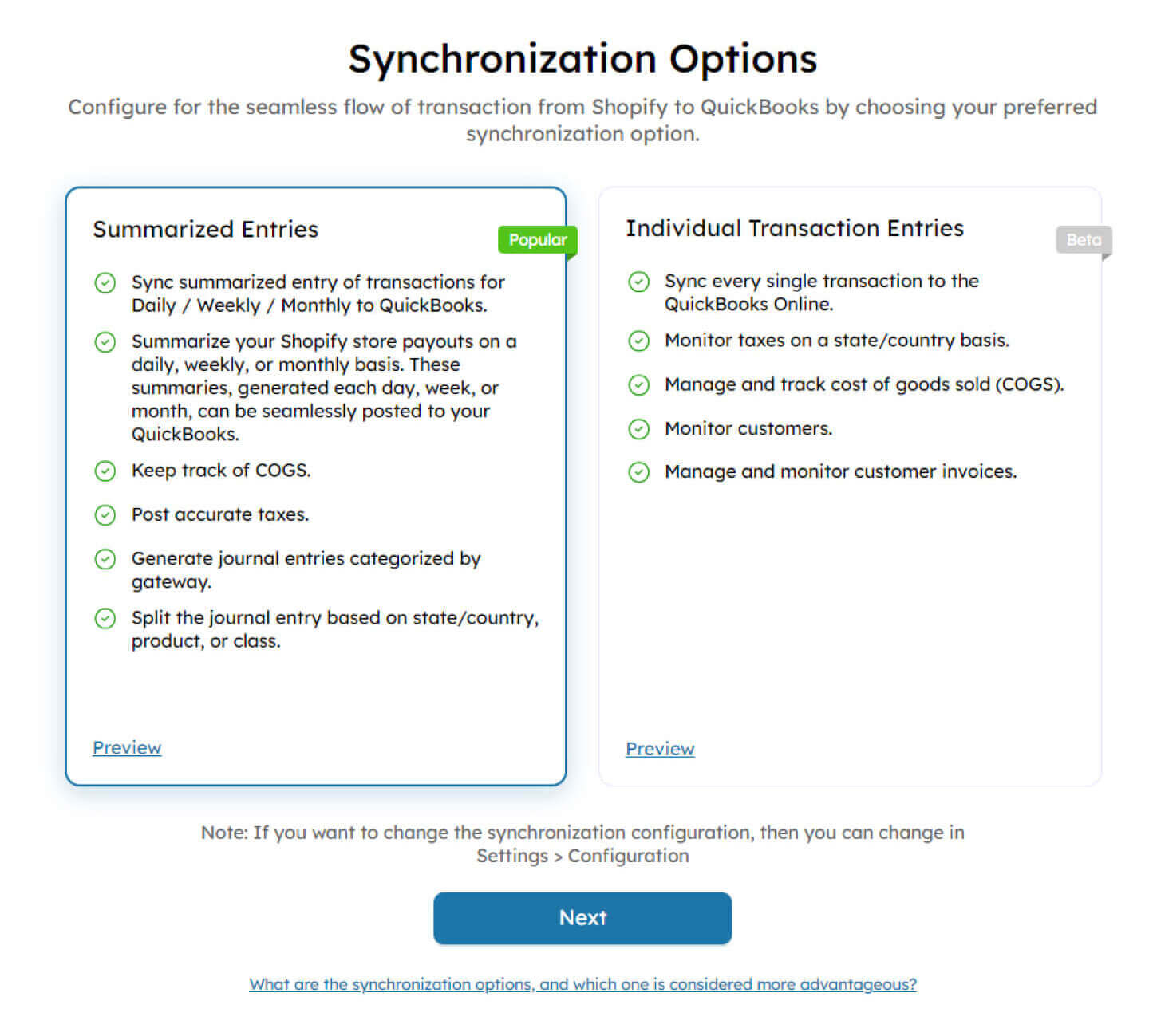 Syncronization-Options