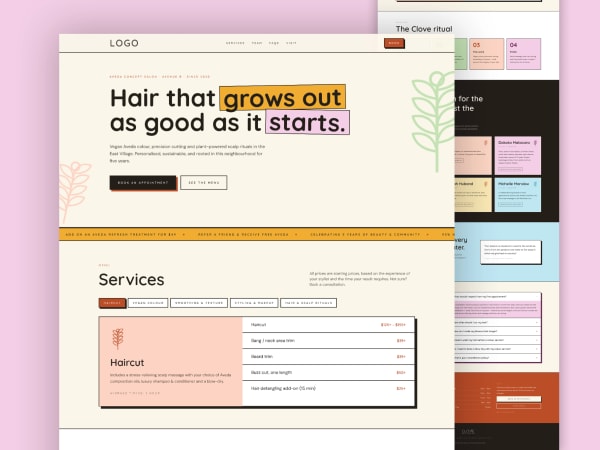 Beauty & Hair Salon Figma Landing Page Free Template