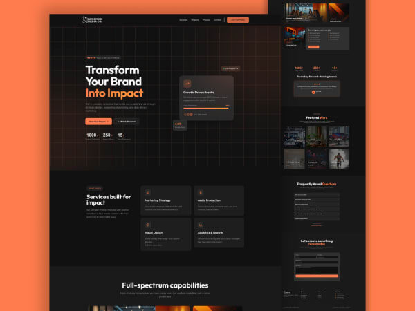 Dark Media Agency Landing Page Free Figma Template