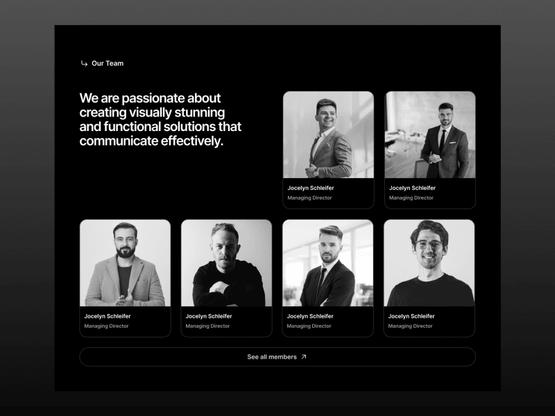 Dark Minimal Our Team Section
