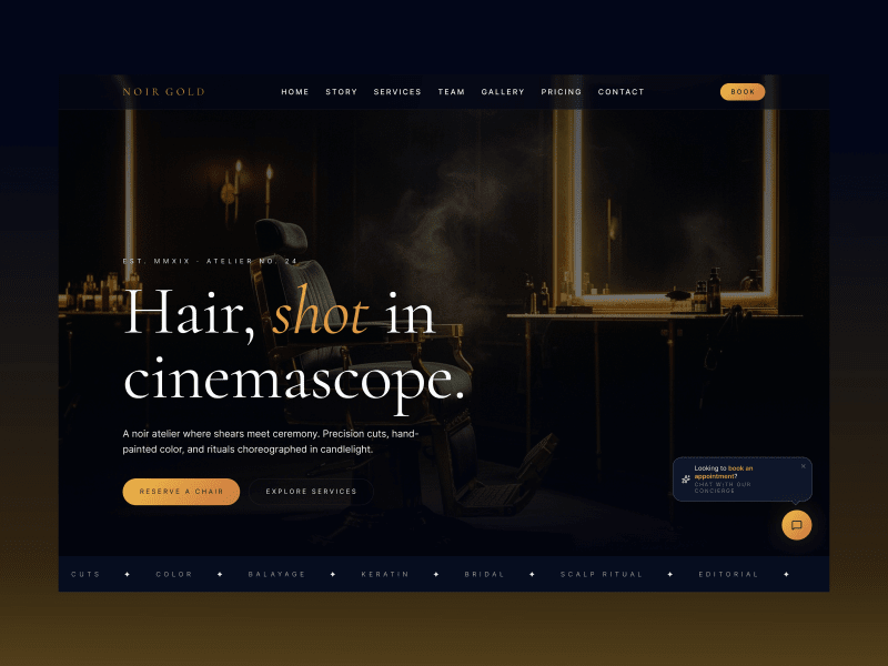 Luxury Dark Salon Website Figma Template