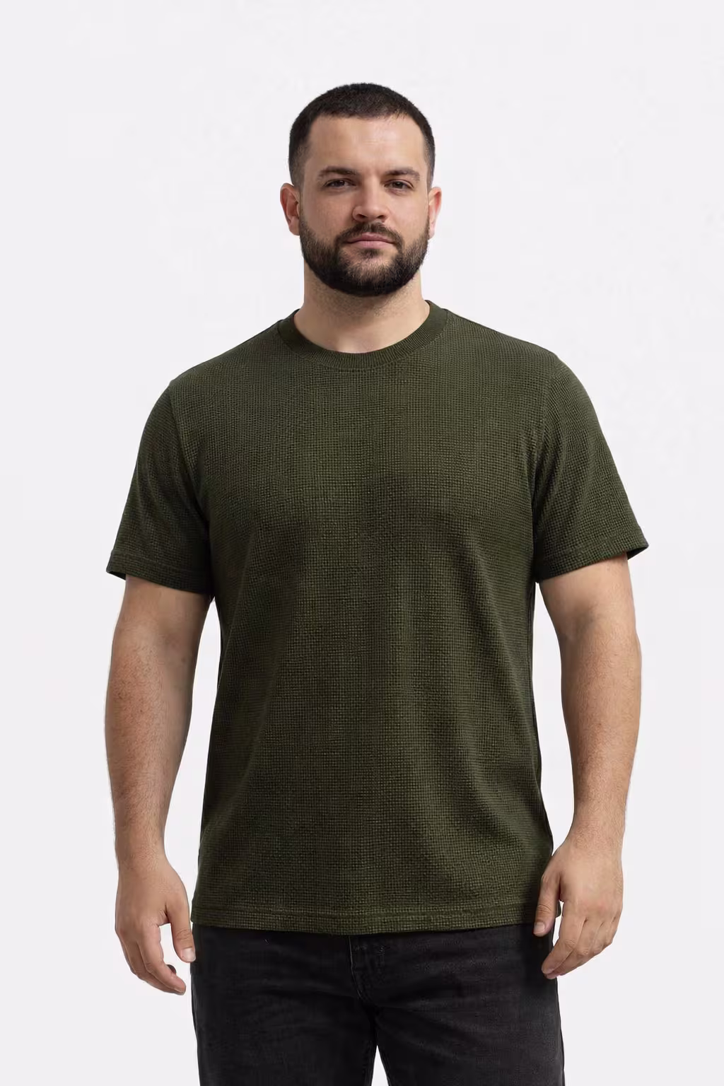 T-Shirt Waffle Olive - Vista 3