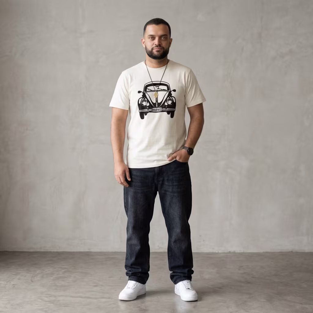 T-SHIRT VINTAGE FUSCA off white - Vista 3