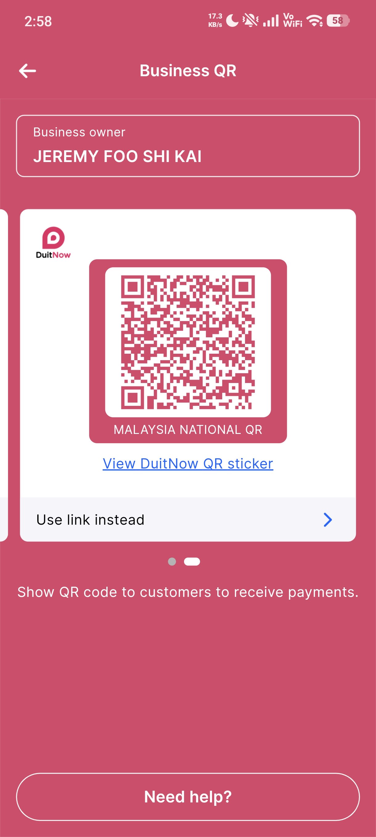 UPI QR Code for payment