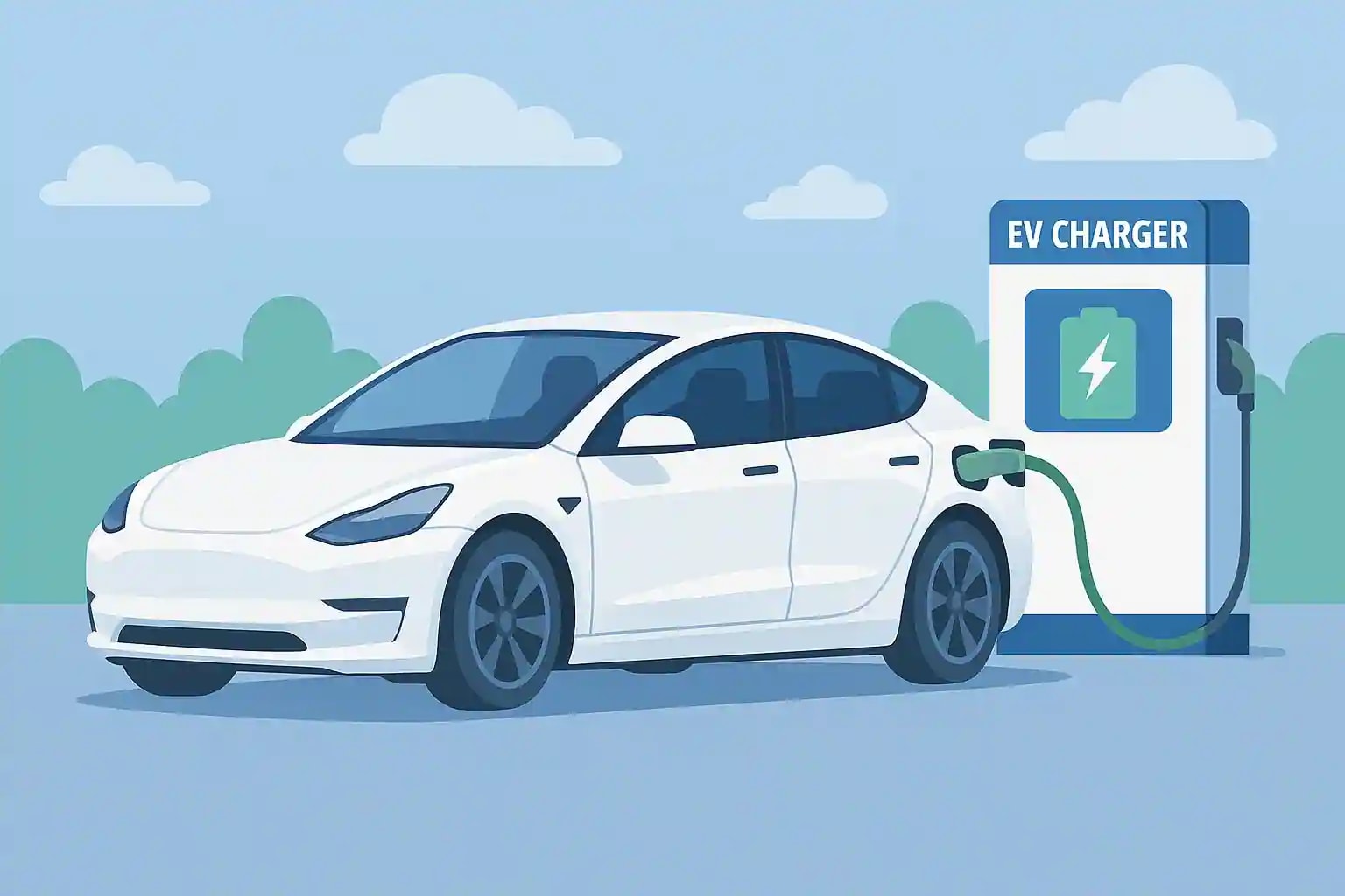 急速充電中の電気自動車のイメージ画像