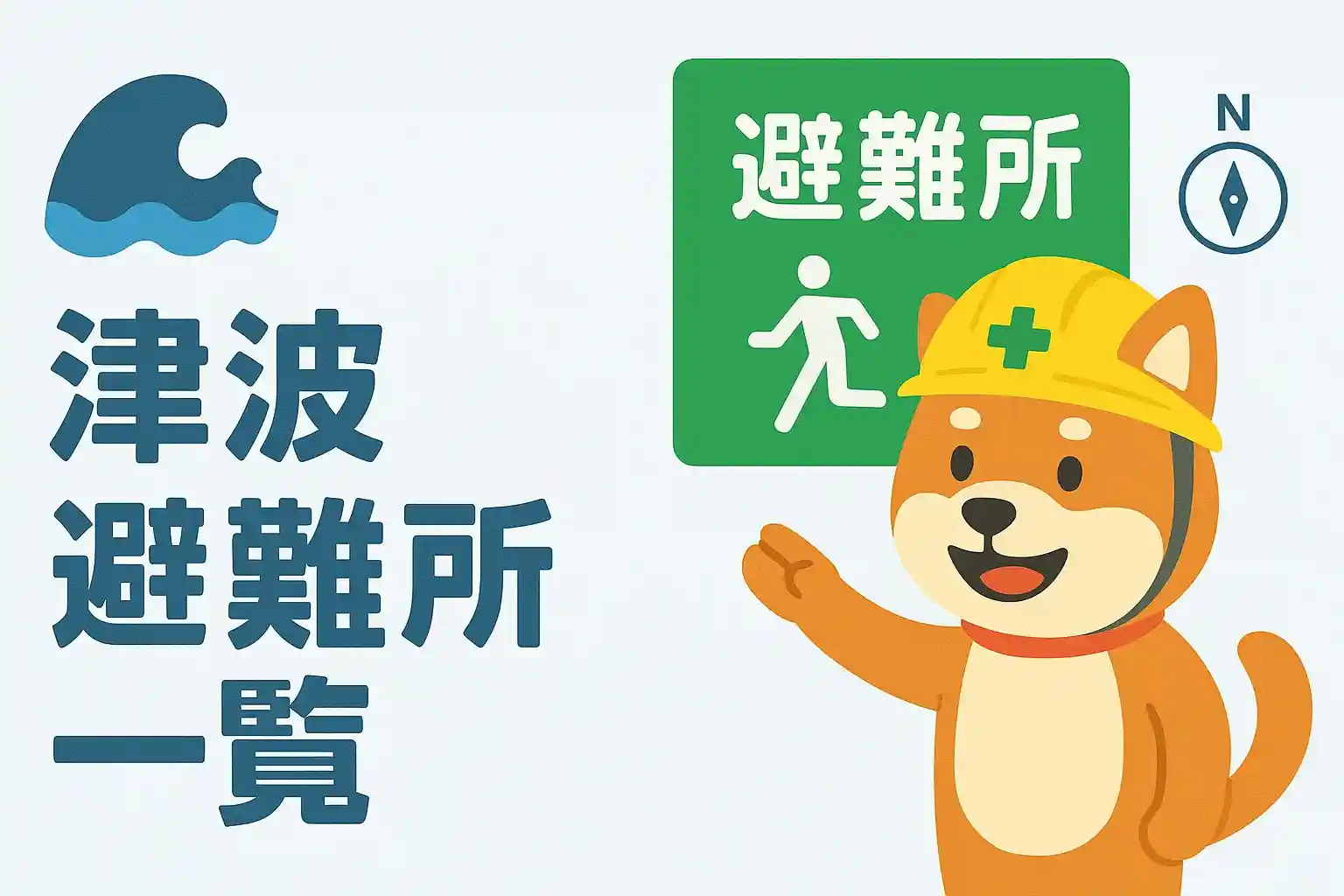 日向市の津波避難場所まとめイメージ｜高台や公園への水平避難のイラスト