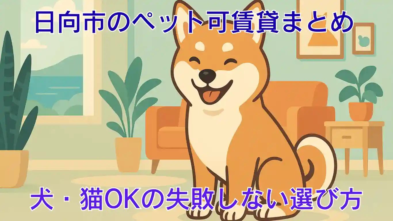 日向市のペット可賃貸まとめ｜犬・猫OK物件が探せる不動産ブログ記事のアイキャッチ画像