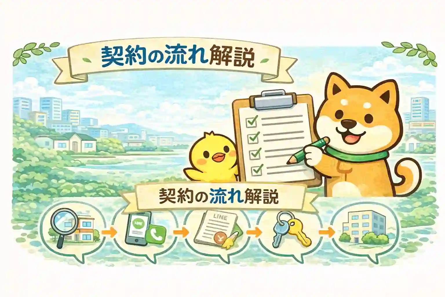 賃貸契約の流れを6ステップで解説｜日向市のお部屋探しガイドのアイキャッチ画像