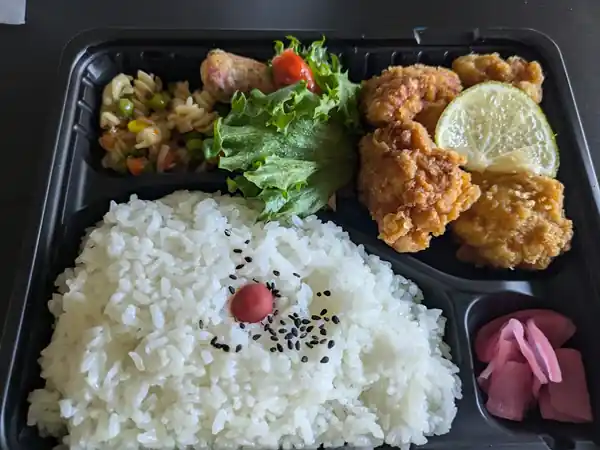 日向市浜町のキッチンあおやまの日替わり弁当と唐揚げ弁当