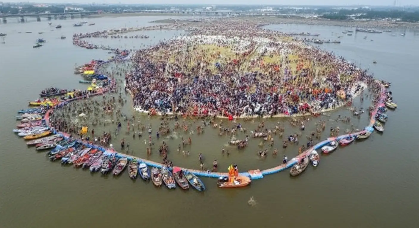 Private boat ride carrying pilgrims to the Triveni Sangam confluence point