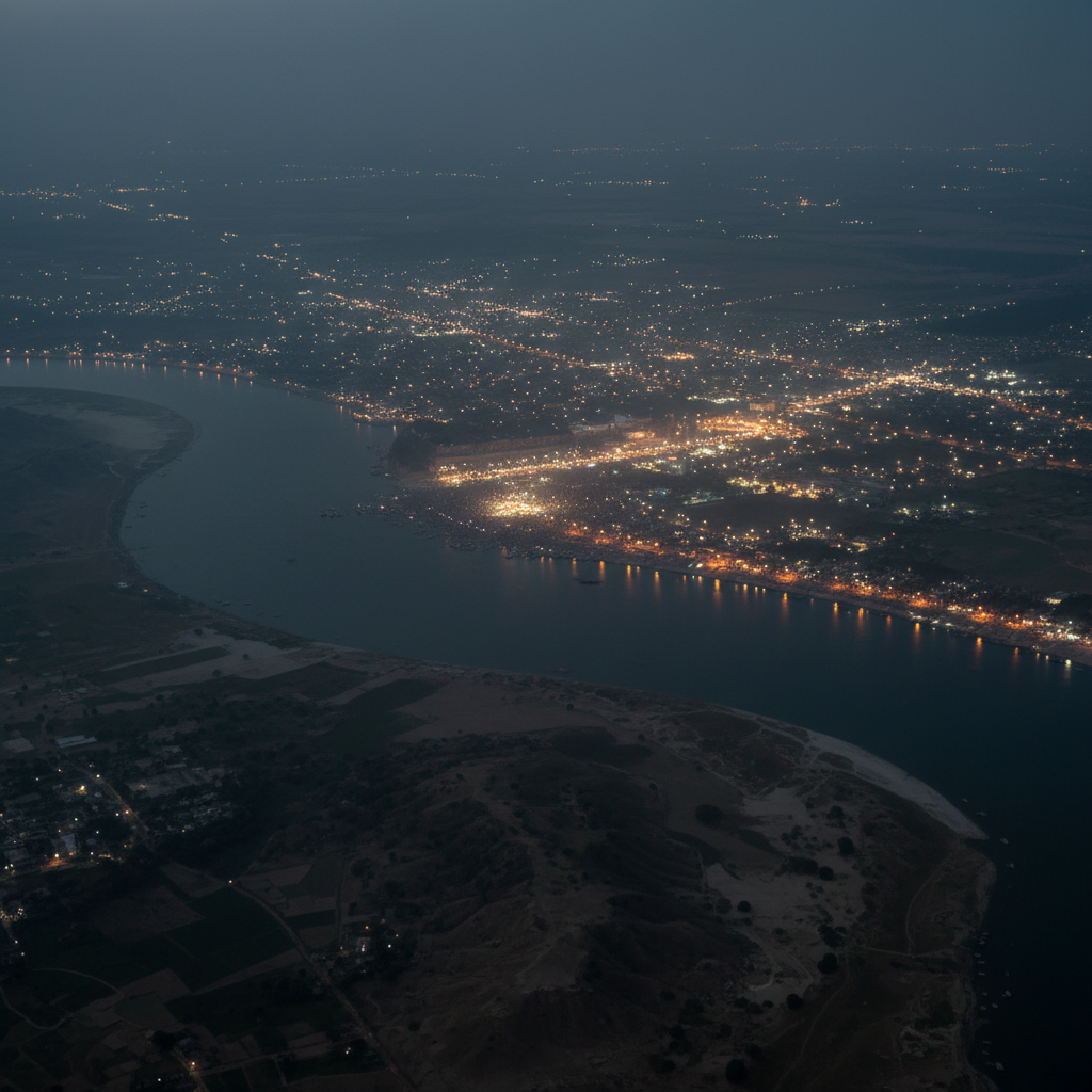 Peaceful view of Saraswati Ghat steps along the banks of River Yamuna in Prayagraj