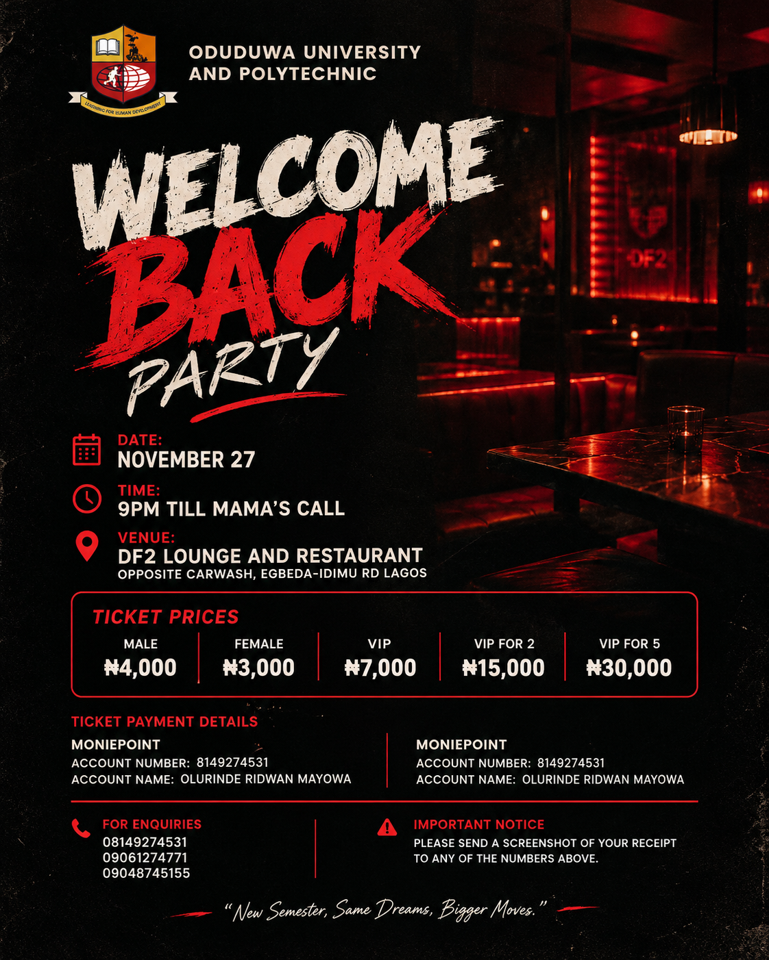 OUI WELCOME PARTY 2026 (Lagos Campus)