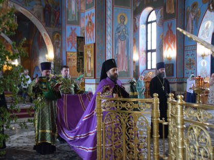 В День Святого Духа Управляющий епархией совершил Божественную Литургию в Спасо-Преображенском кафедральном соборе и благословил начало крестного хода