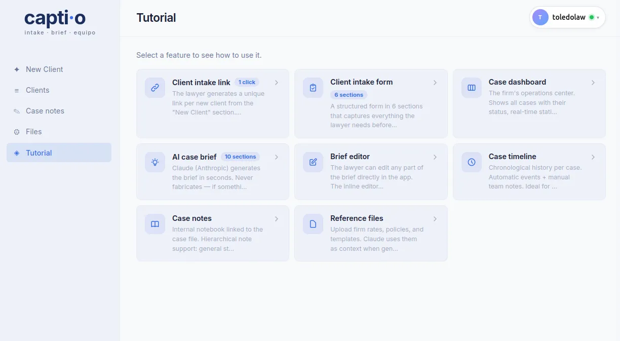 Captio — client history
