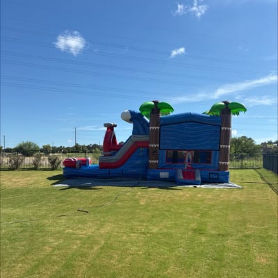 Tropical Inflatable Castle With Slide