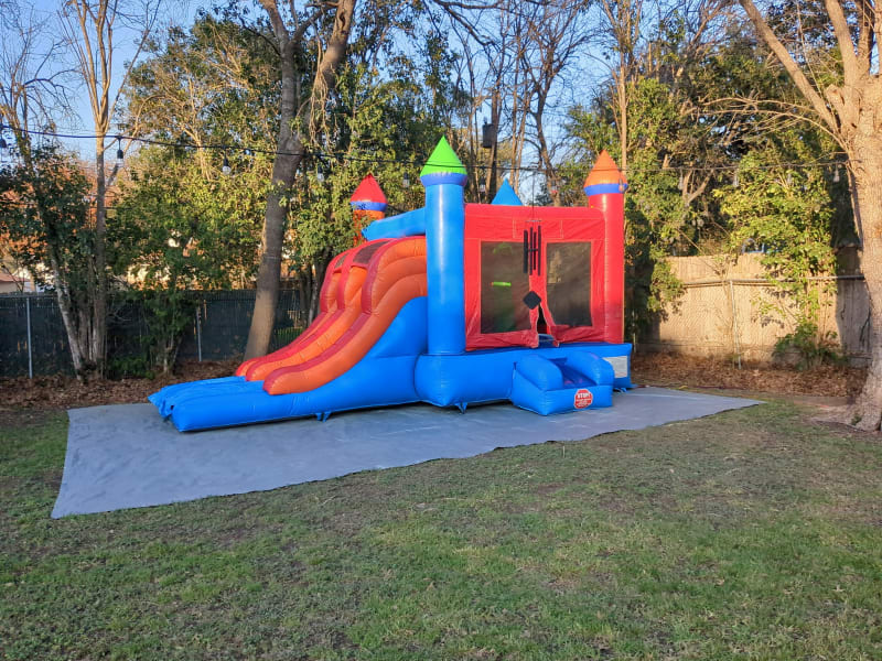 Blue Inflatable Castle with Slide