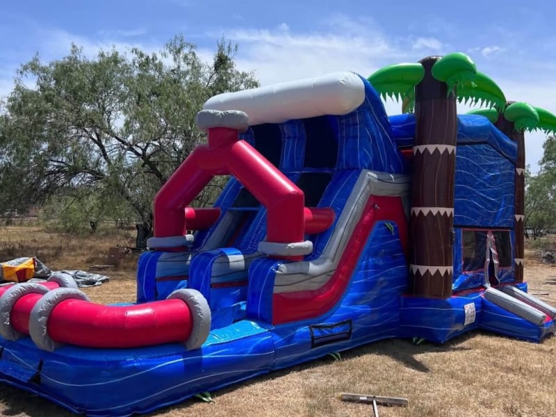 Tropical Inflatable Castle With Slide
