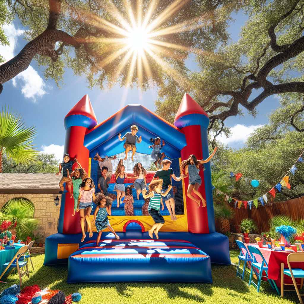 big party lots of kids bouncing in a castle