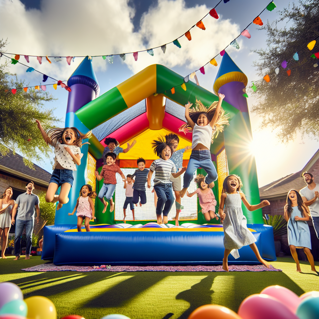children having fun with bounce house rental san antonio - satx bounce