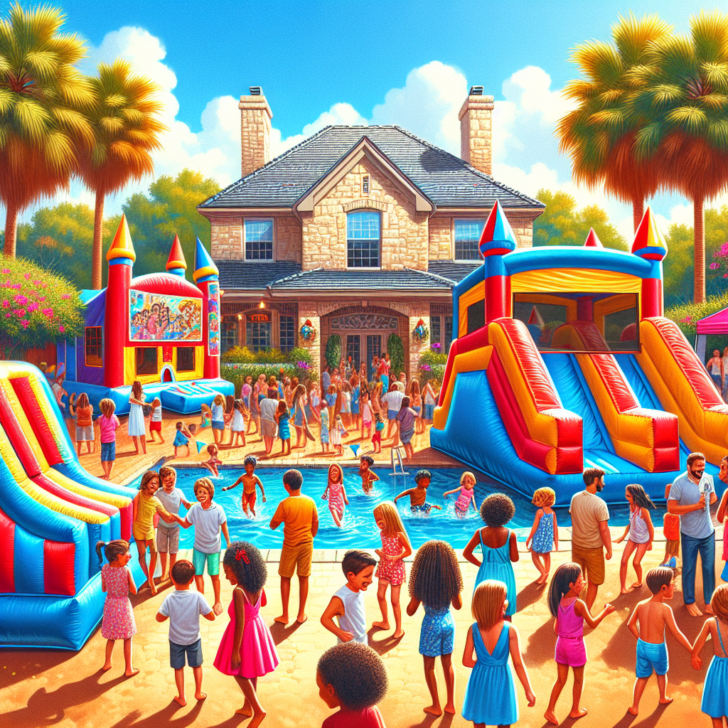 everyone having a great time around inflatable rentals san antonio - satx bounce