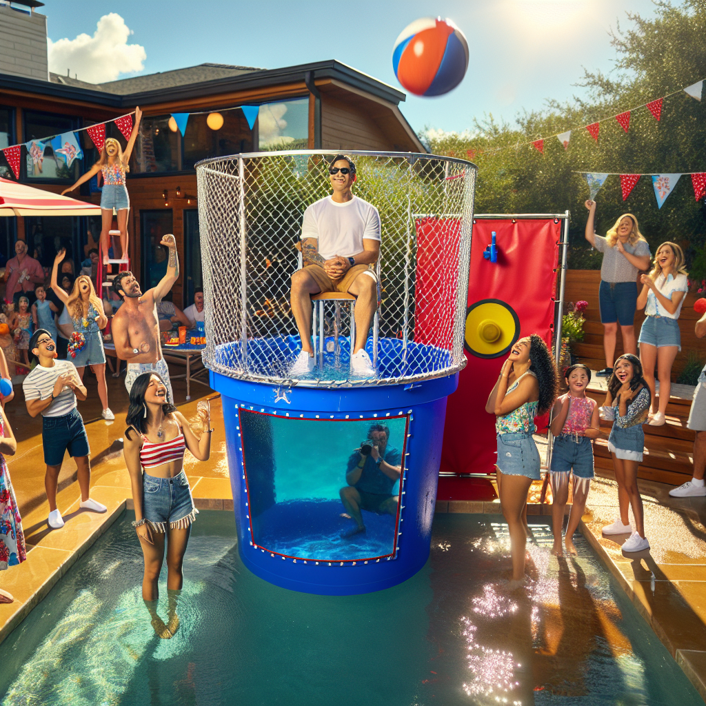 dunk tank rental san antonio in the swimming pool is not a good idea - satx bounce