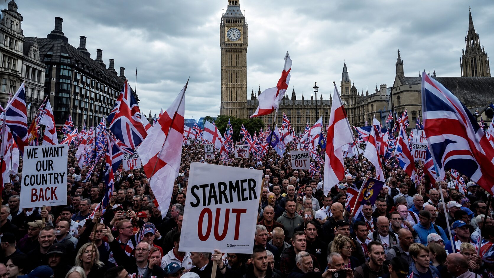 Zgodovinski protest UTK v Londonu: Britanci zahtevajo takojšnji odstop Keira Starmerja