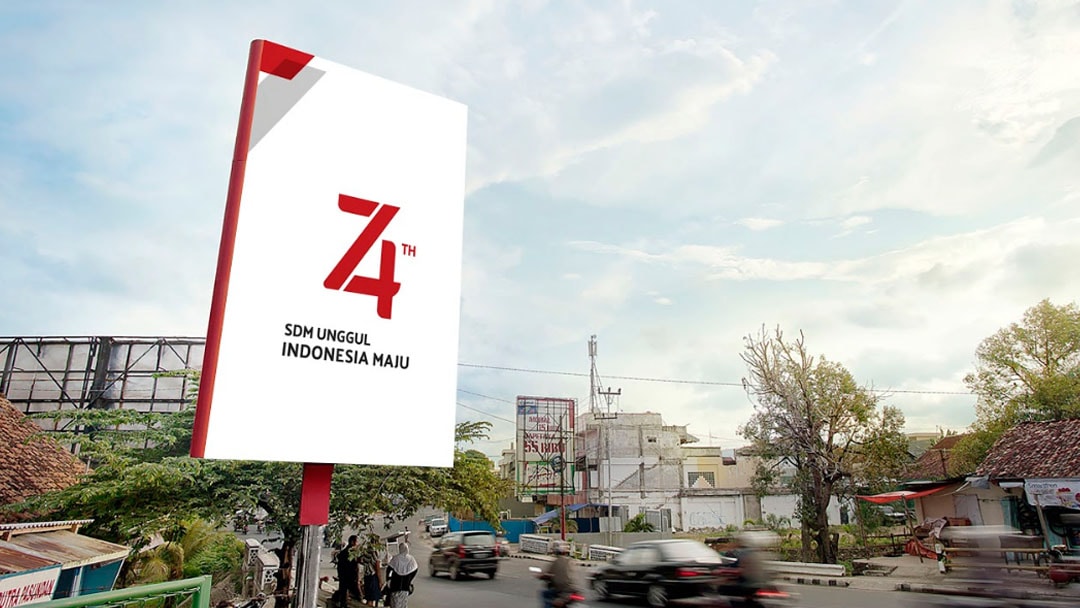 contoh desain cetak untuk HUT 74 TH Kemerdekaan Republik Indonesia