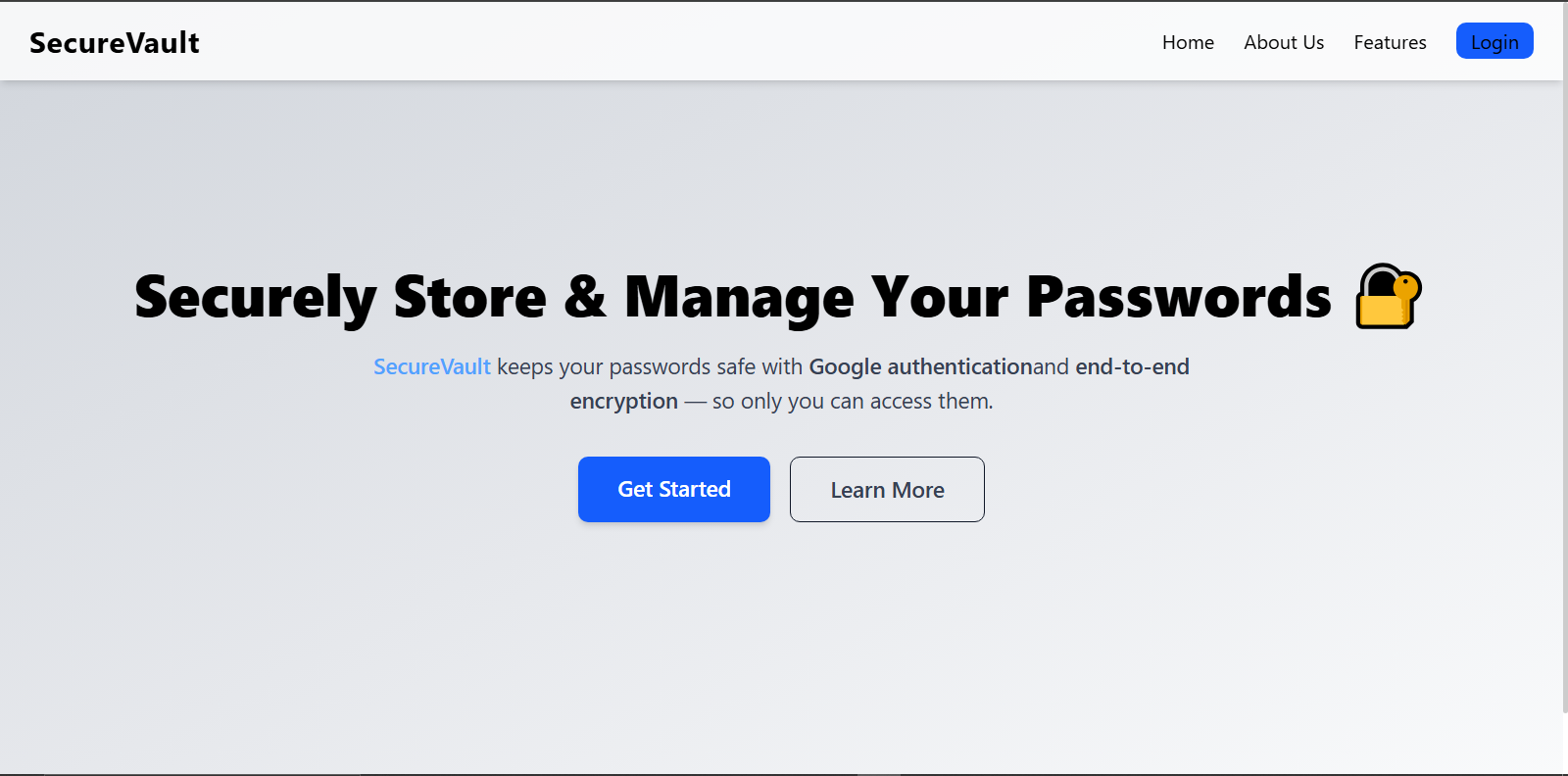 SecureVault – Secure, Modern, and Encrypted Password Manager App | Built with Next.js