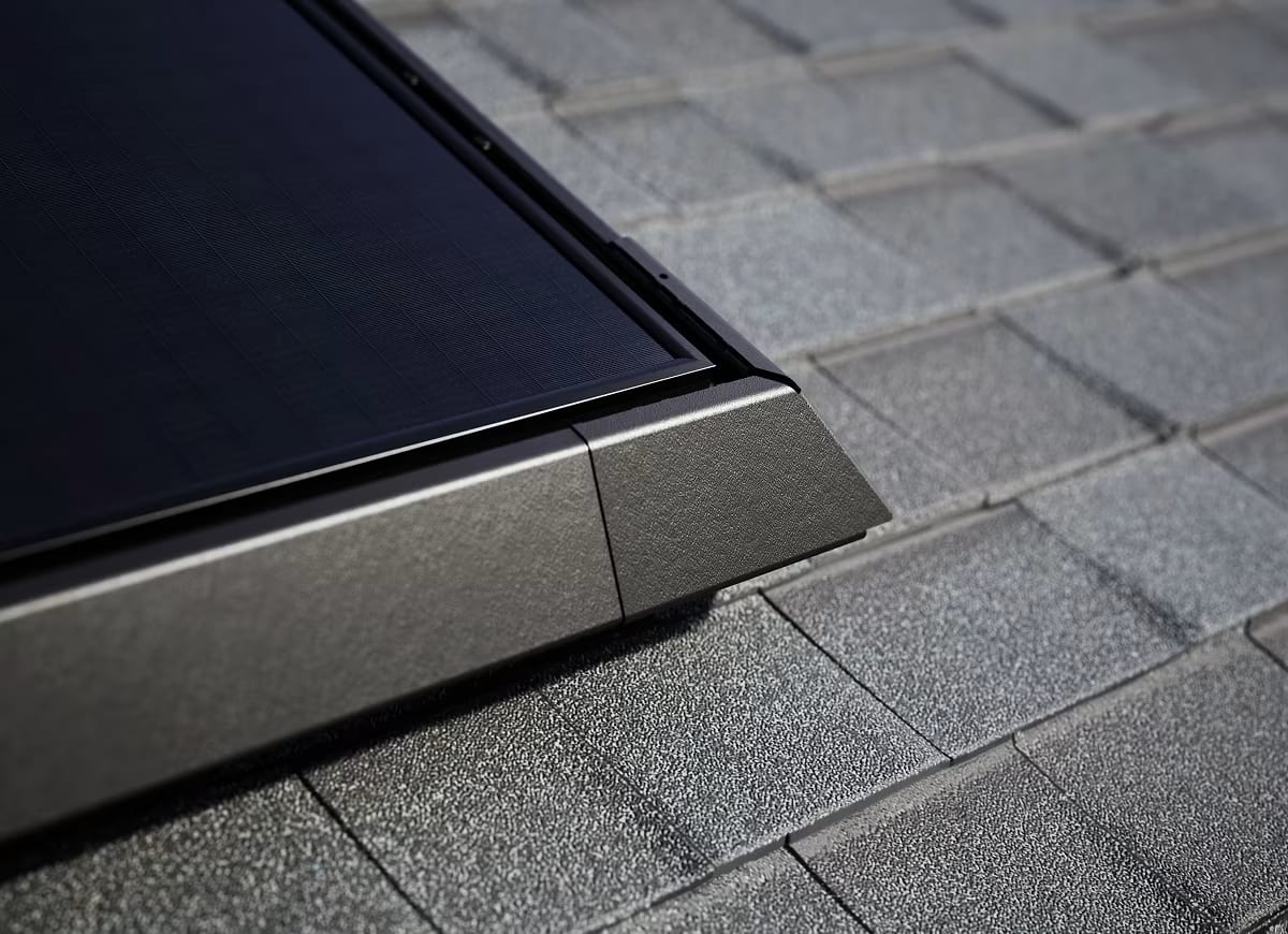 Corner view of solar panel