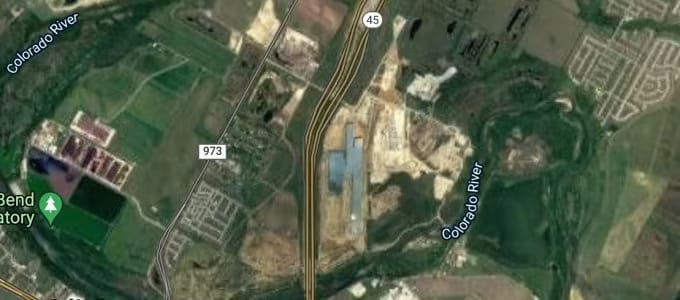 Google satellite view of Tesla Headquarters Gigafactory Texas